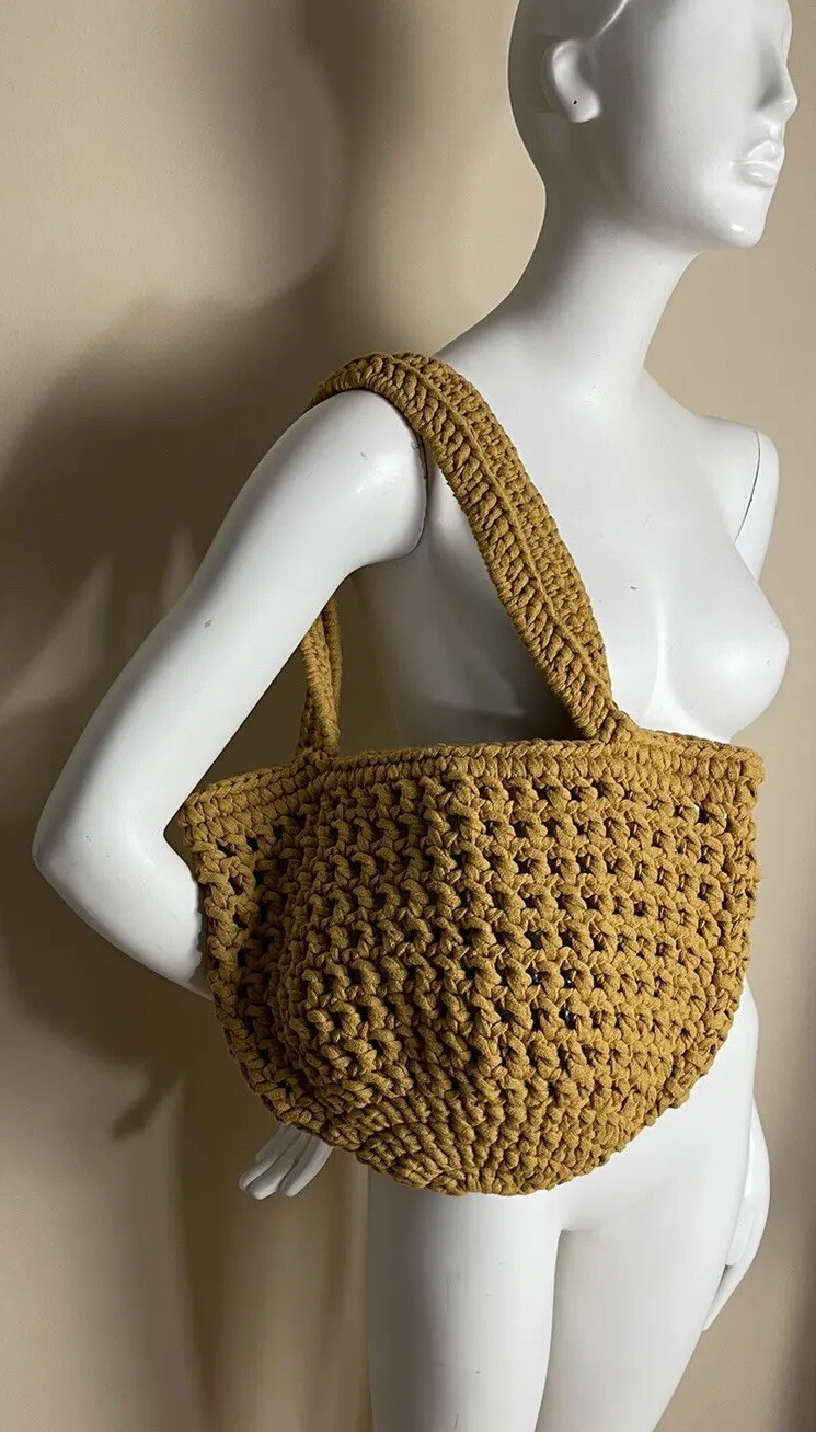 Binge Knitting Cape Circular Tote Bag Mango Brown NWOT $140