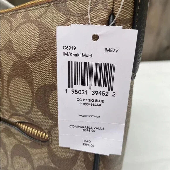Coach Ellie File Bag In Signature Canvas With Disco Patches C6919 Gold/Khaki Mul