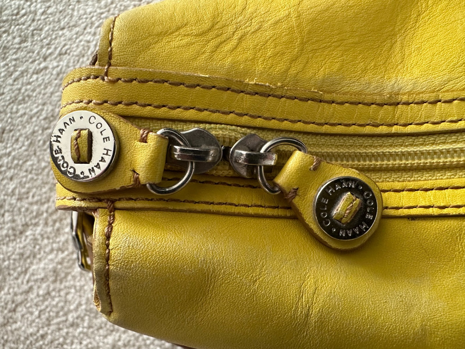 Cole Haan Yellow Leather saddle-style Purse HandBag