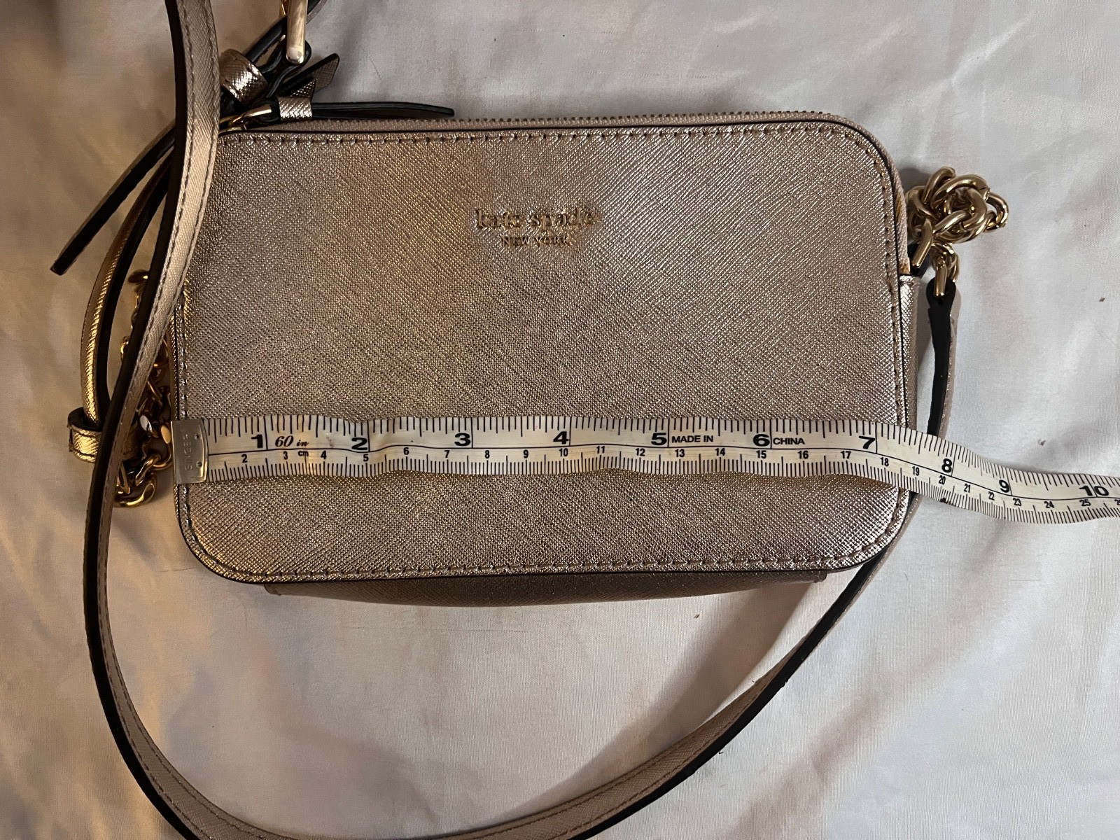 Kate Spade USED Gold Shimmer Crossbody Small Purse – Good Condition