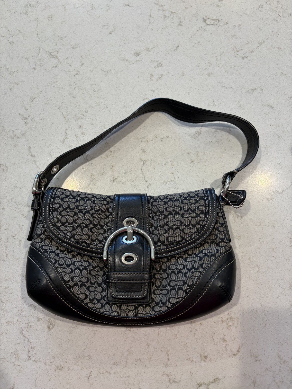 Vintage Coach Signature Small Soho Flap Bag Black 6818