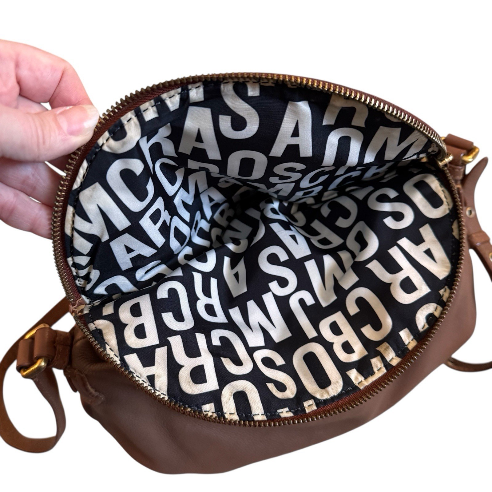 Marc by Marc Jacobs Classic Q Natasha Large Brown Pebbled Leather Crossbody Bag