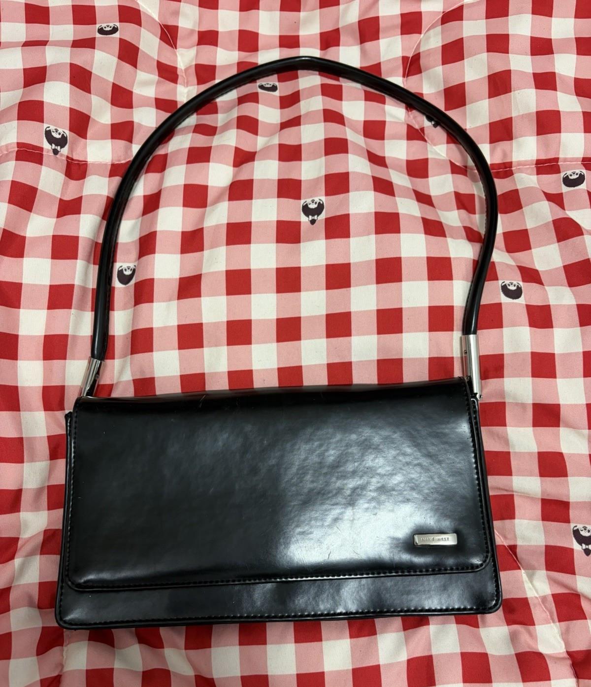 Nine West Women’s Black Small Solid Rectangle Shoulder Bag, Lined, Inner Pockets
