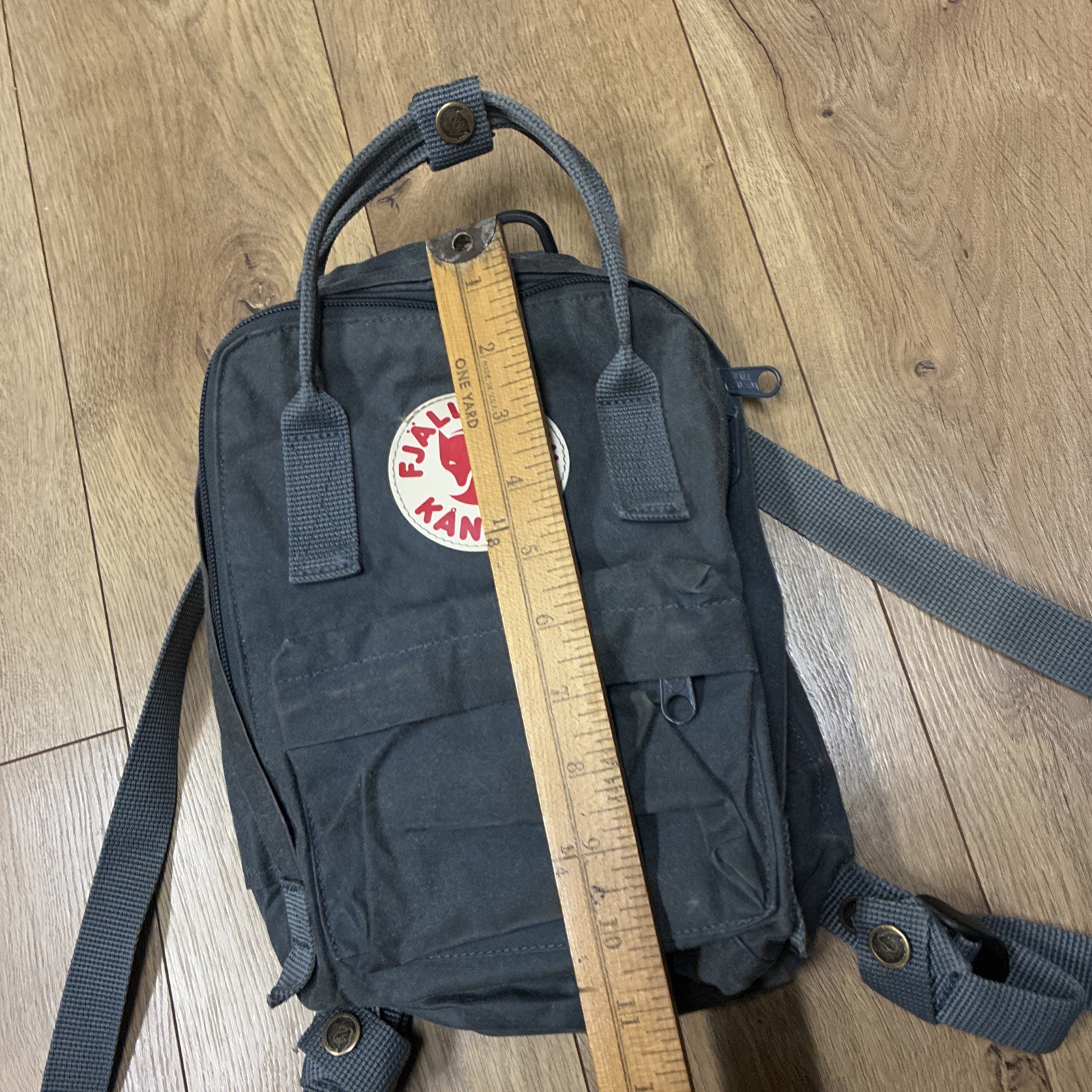 Fjallraven Backpack Women Kanken Mini Gray Blue Vinylon Outer Zip Shoulder