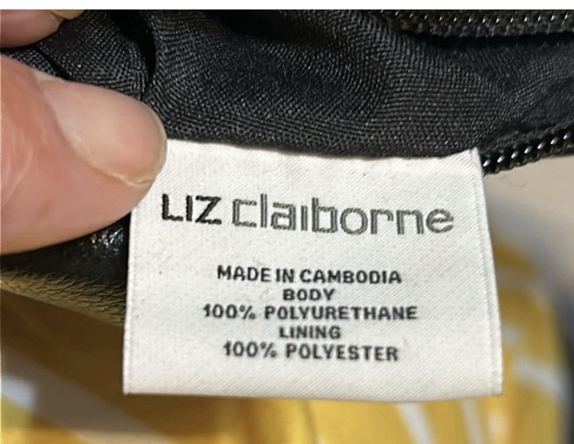 Liz Claiborne Black Pebbled Satchel Top Handle Bag Zip/Magnetic Gold Hardware