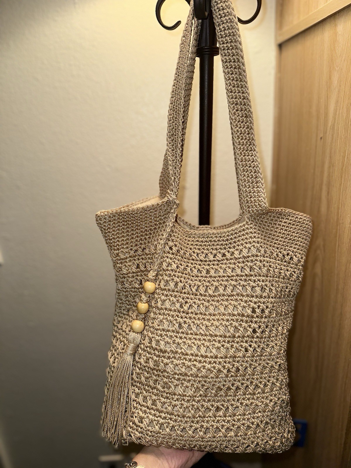 Tommy Bahama Crocheted Tote with Beadid Beach Bag Purse