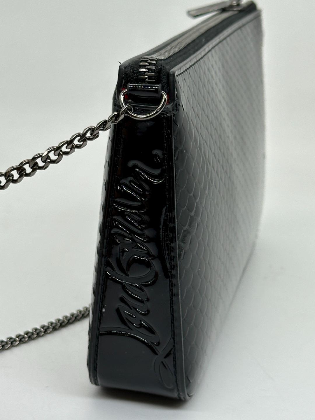 Christian Louboutin LOUBILA Snake Effect Pouch Chain Clutch Shoulder Bag $1090