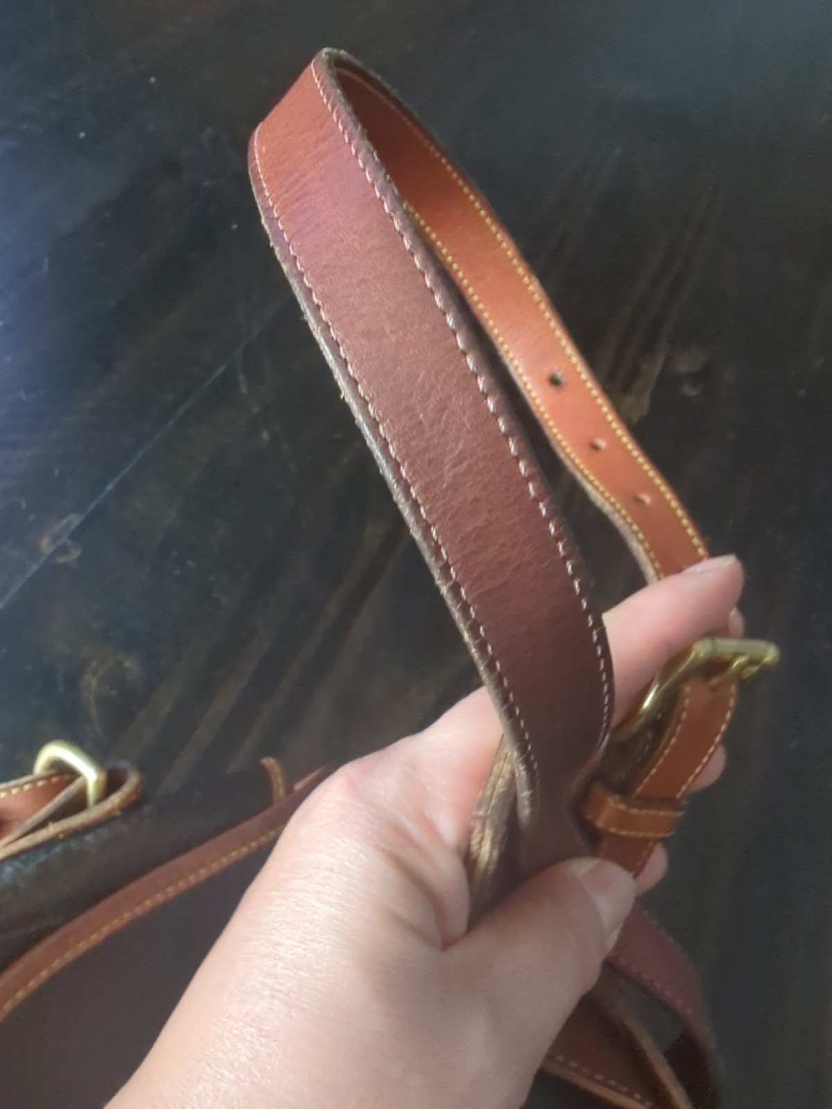 Dooney & Bourke Peeled Black Leather Tack Bag Crossbody Purse Vintage