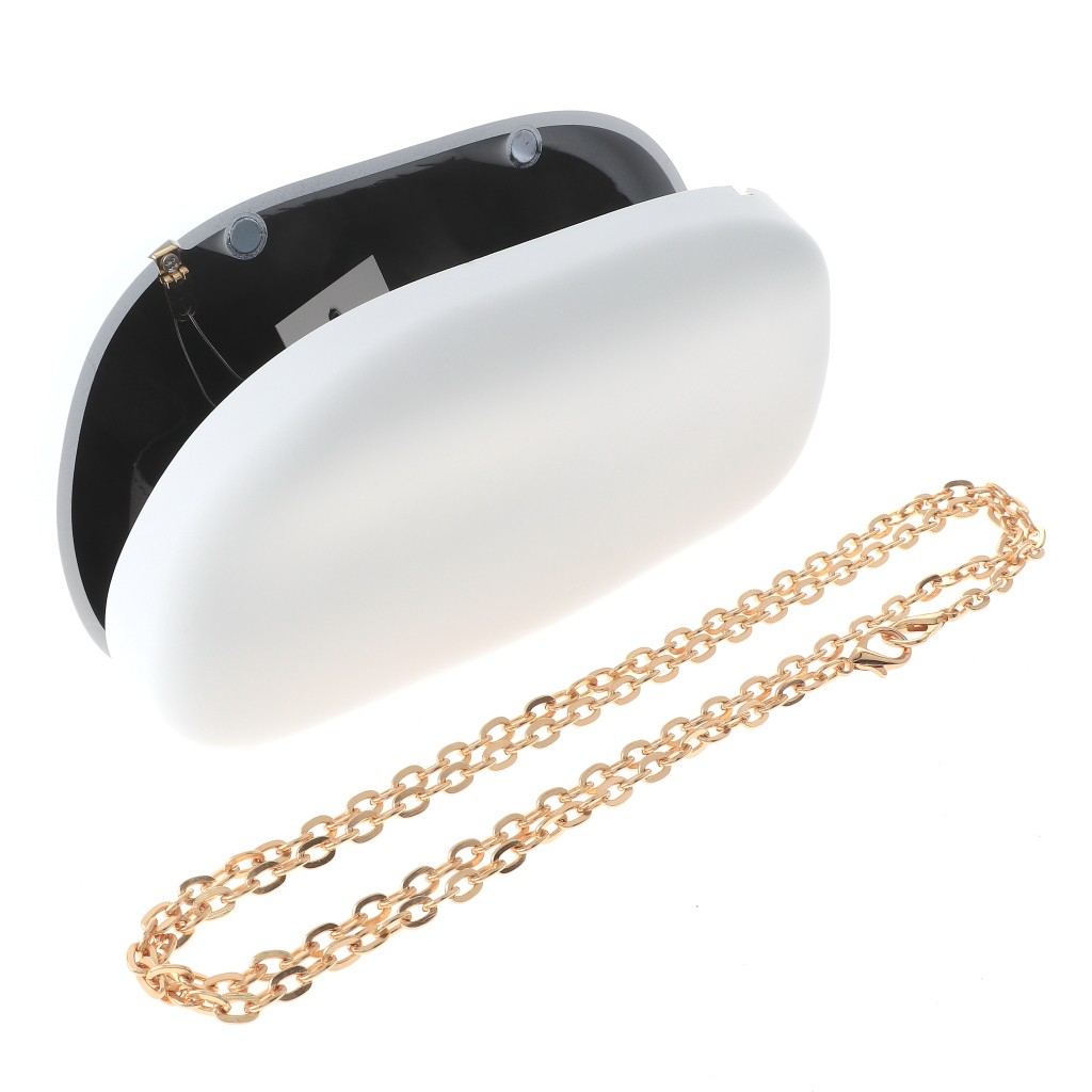 Gold Tone Metal Hardware Handle Fashion Acrylic Clutch Evening Bag BZY246-WHT