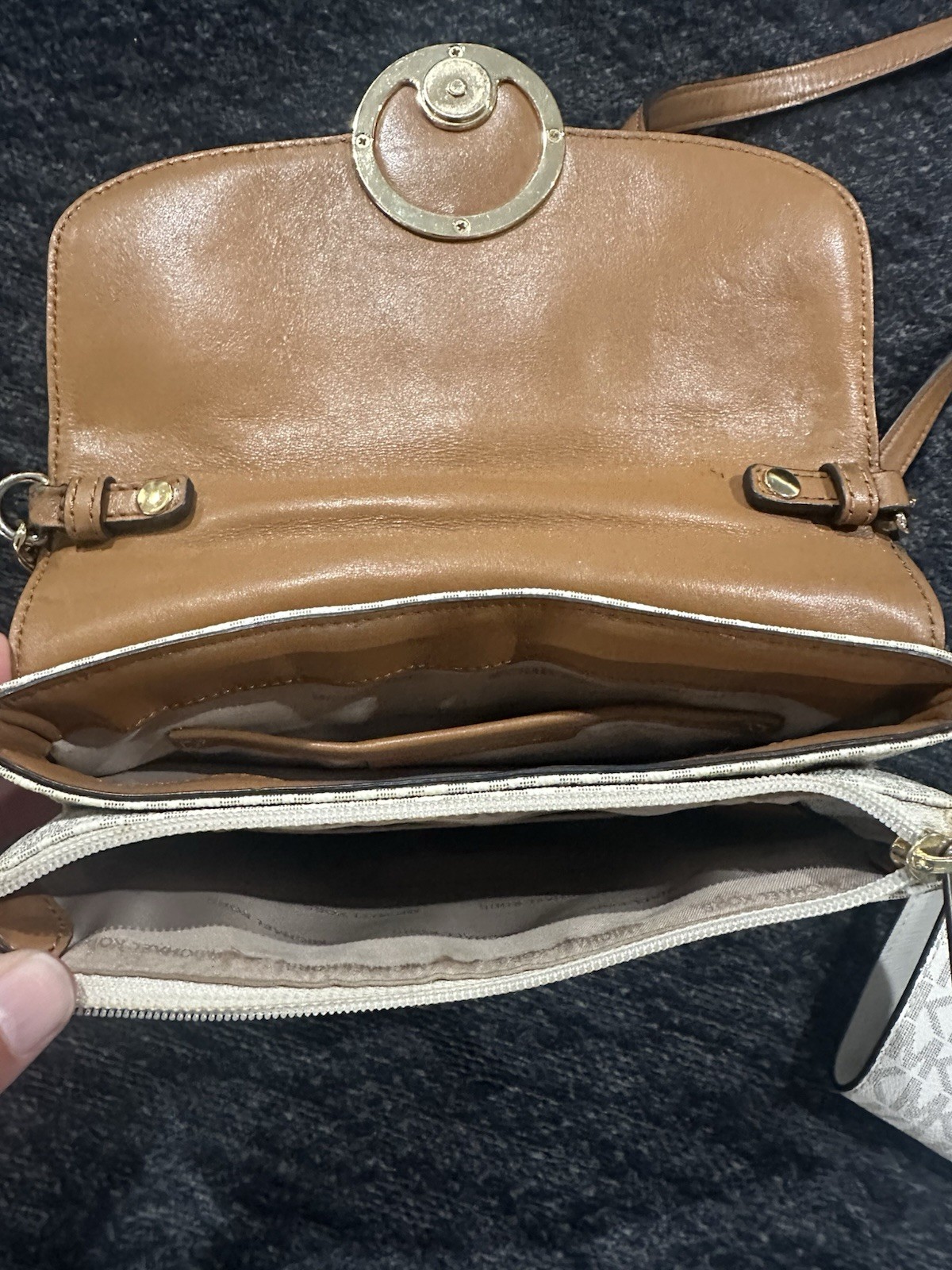 Michael Kors Fulton Signature PVC Flap Crossbody Bag & Matching Wallet Vanilla