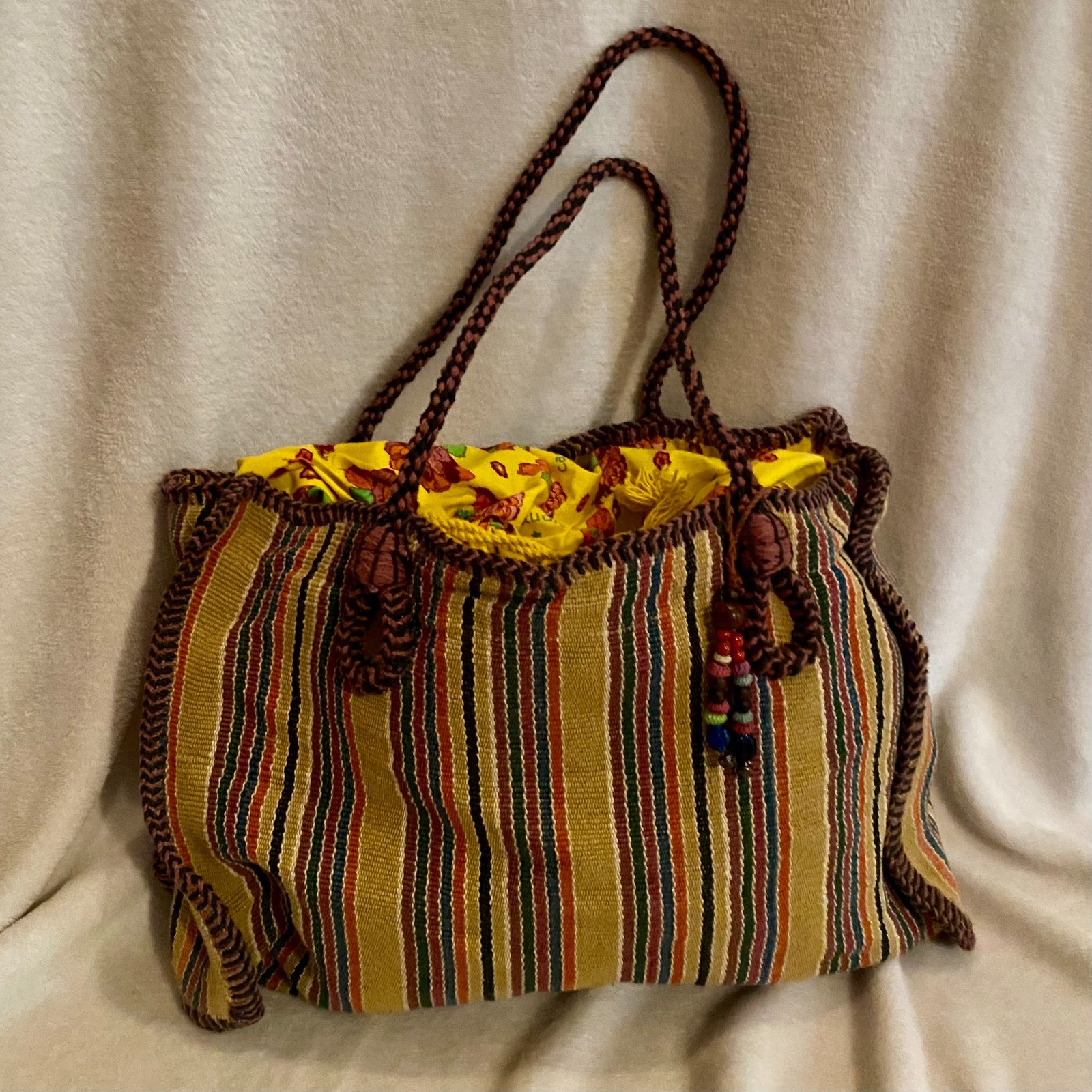 NWT Catstudio Riviera Bag Hand Woven Stripes Drawstring Bag Inside Retired
