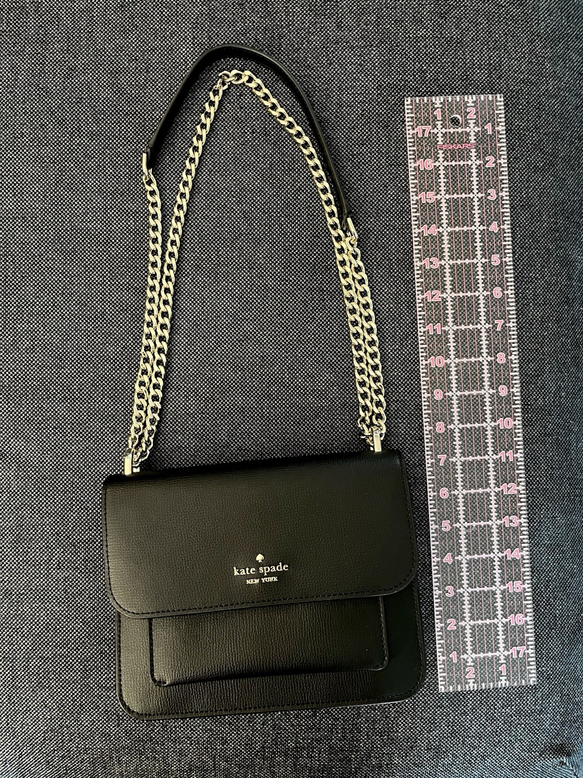 Kate Spade New York Small Black Convertible Crossbody Bag w/Gold Chain Strap
