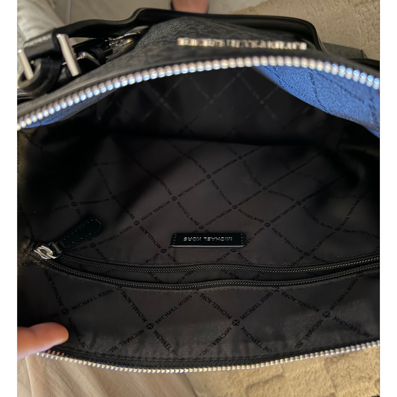 Michael Kors Charlotte Large Logo and Leather Top-Zip Black Purse NWOT