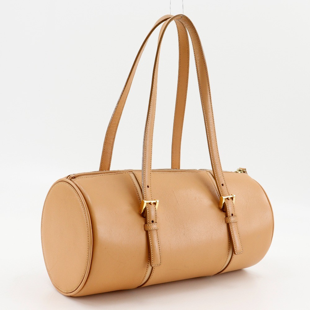 BURBERRY Logo embossing Tote Bag Nova Check Handbag beige leather Women