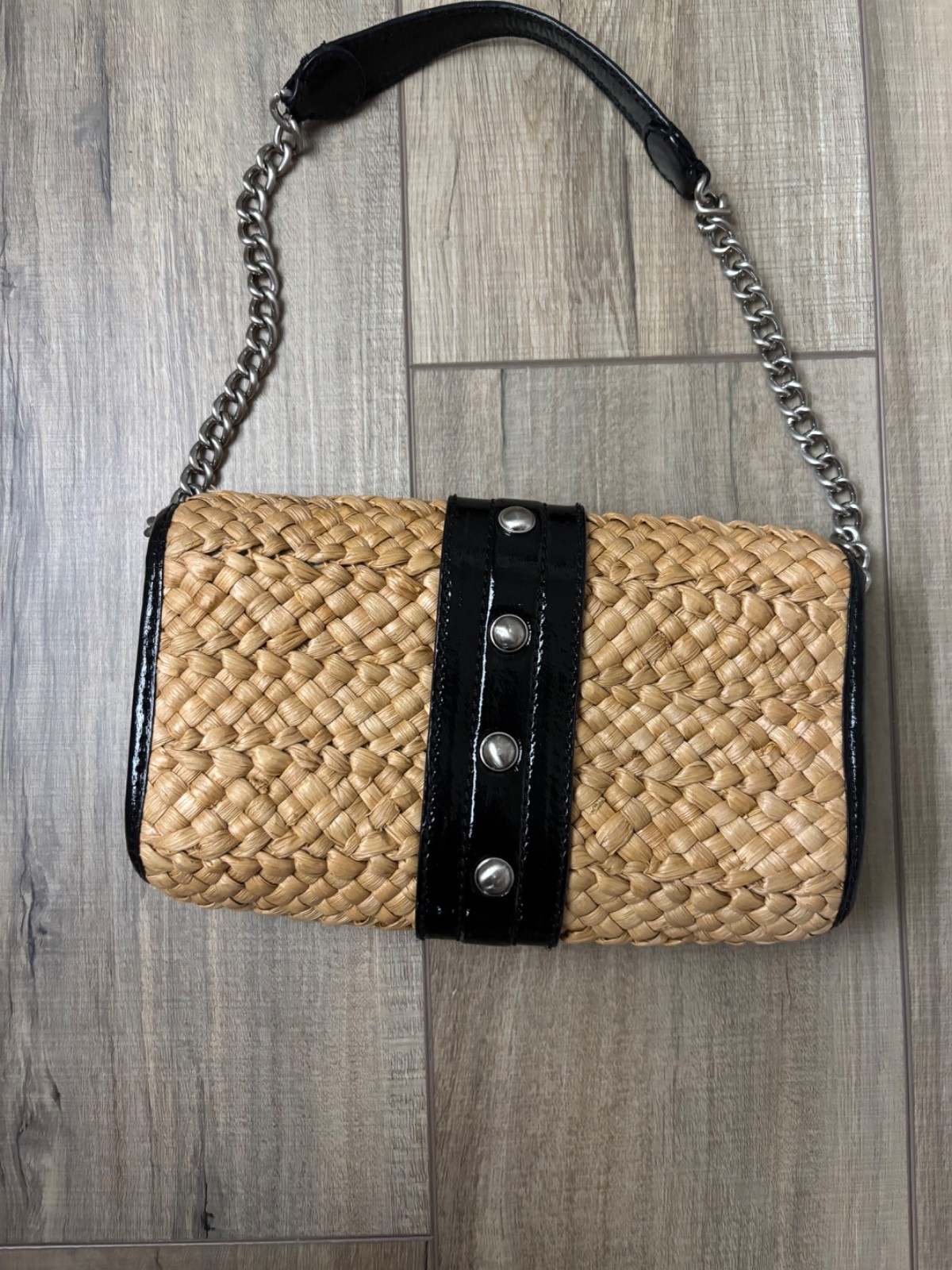 Michael Kors Santorini straw convertible flap bag clutch