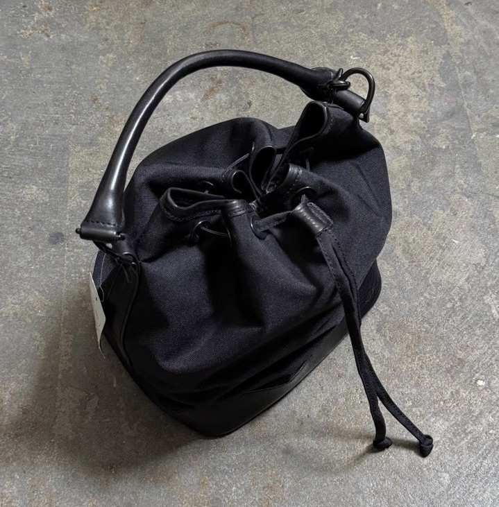 NWT Yohji Yamamoto Y’s Black Bucket Bag Drawstring Top Handle, Adjustable Strap