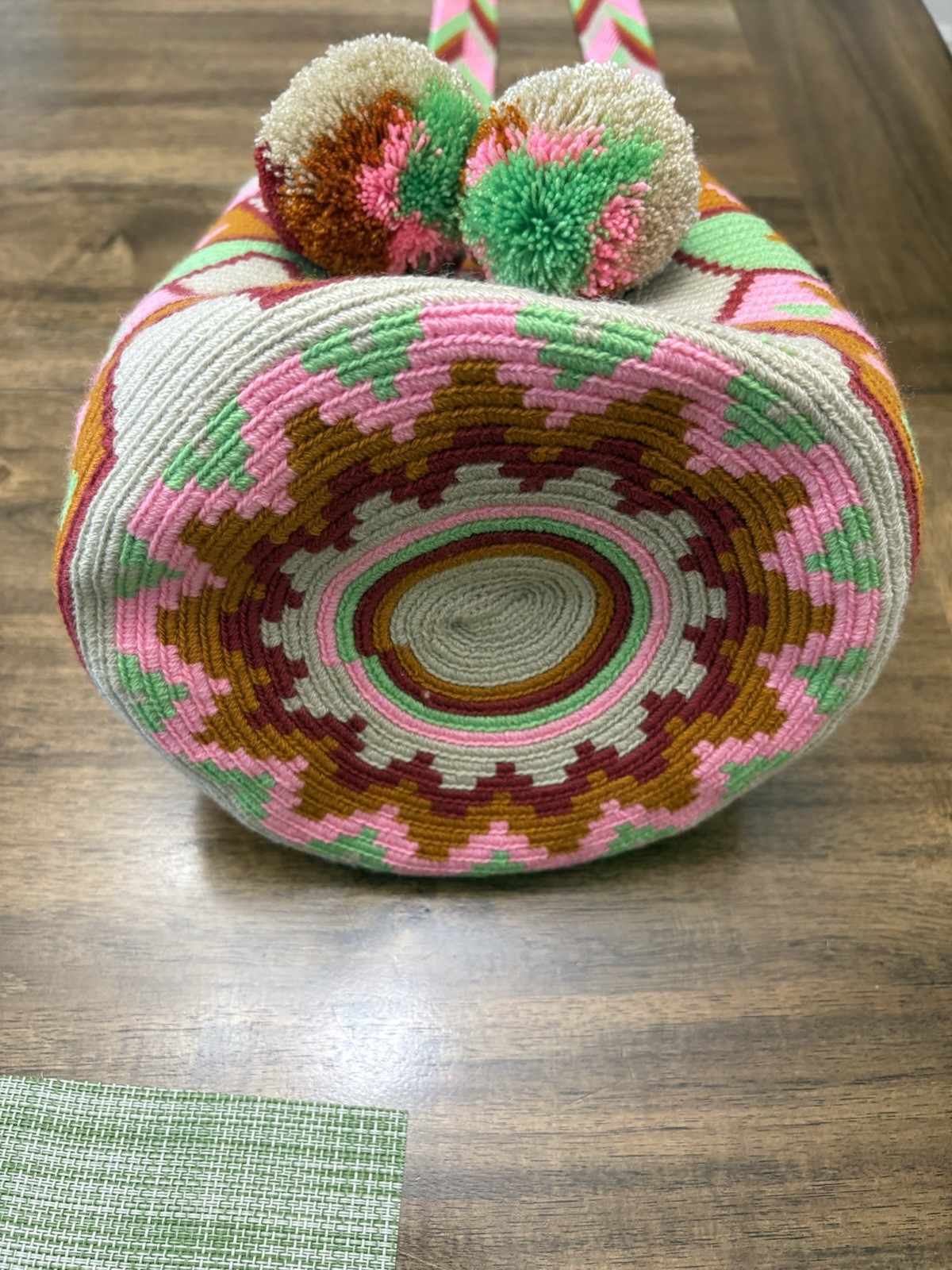 Handmade Crochet Drawstring Bucket Crossbody Bag Medium Multicolor With Tassel