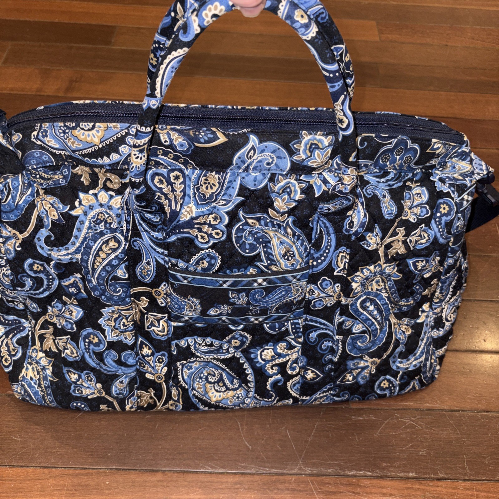 VTG Vera Bradley Windsor Navy Weekender Travel Bag VGUC