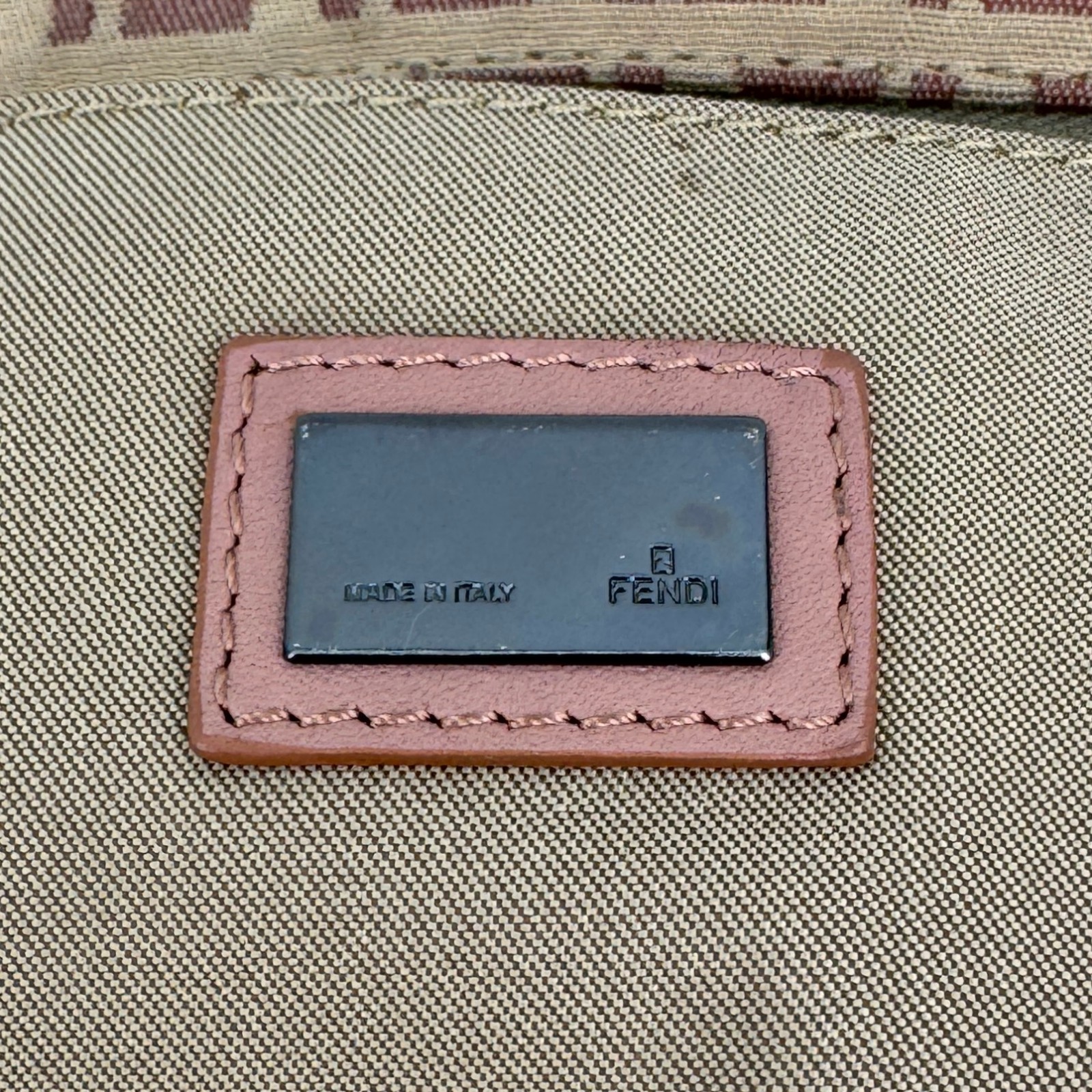 Fendi Shoulder bag Zucchino Canvas Leather Sacoche Pink Zucca Authentic