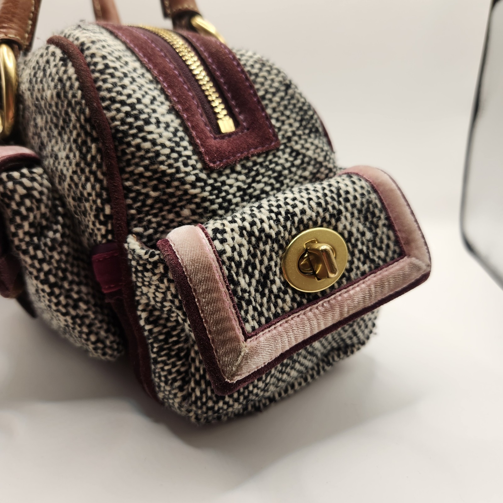 Vintage Coach Soho Tweed Satchel with Swarovski Bow Top Handle Bag 8F03