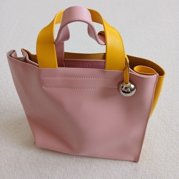 furla leather tote buttery soft girl bag pink yellow minimalist pastel