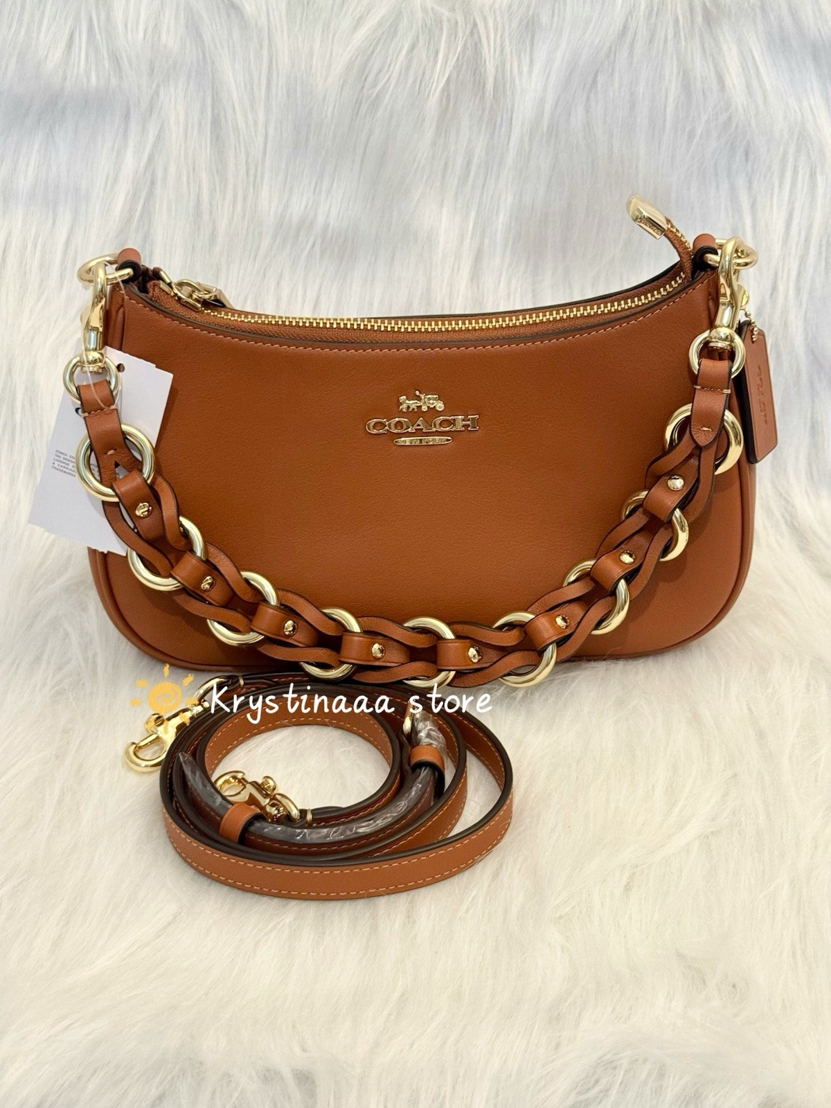 NWT COACH Teri Shoulder Bag Leather Amber Brown