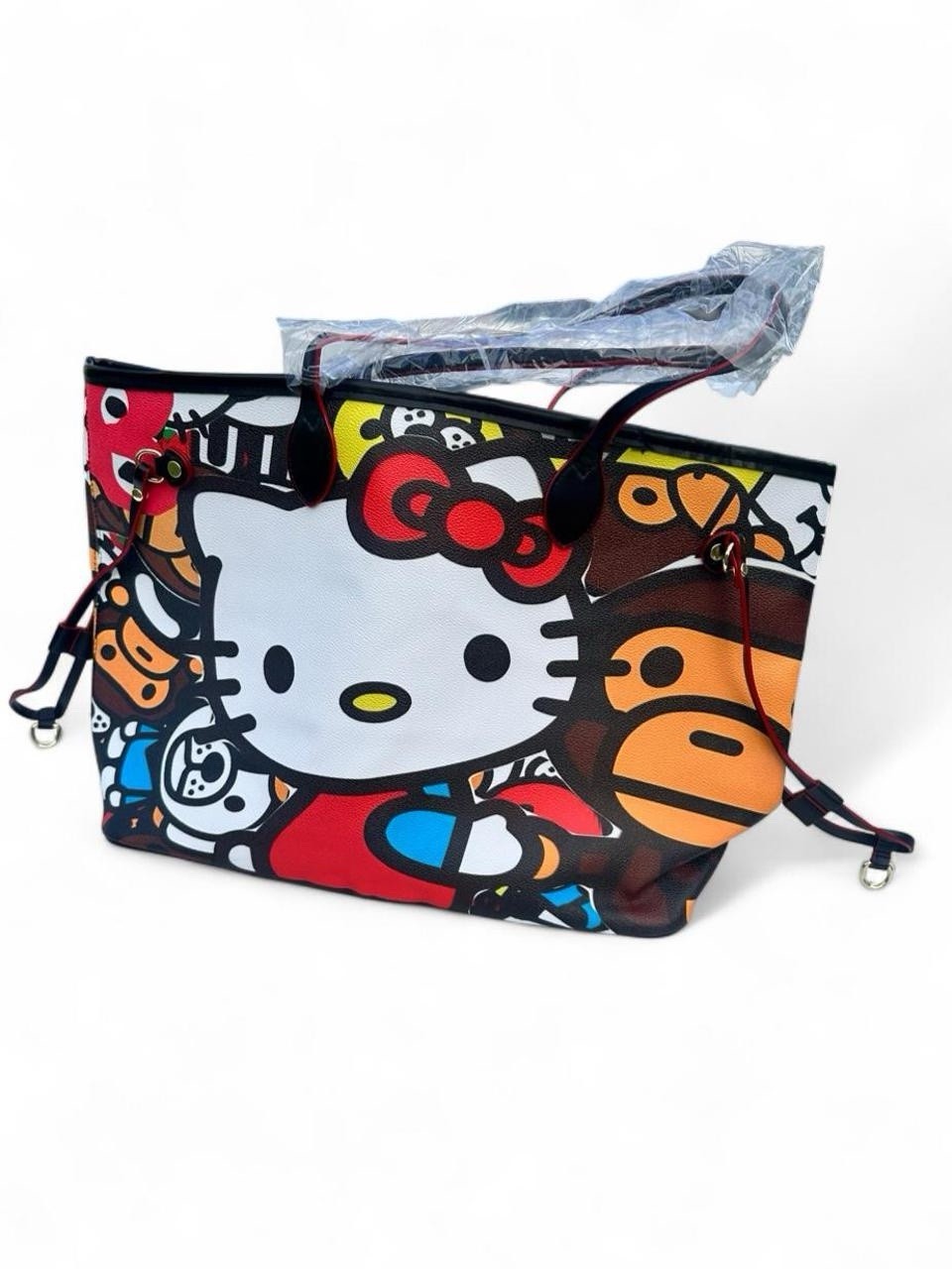 Hello Kitty Large Multicolor Zip Tote w/ Inner Pockets, Detachable Strap