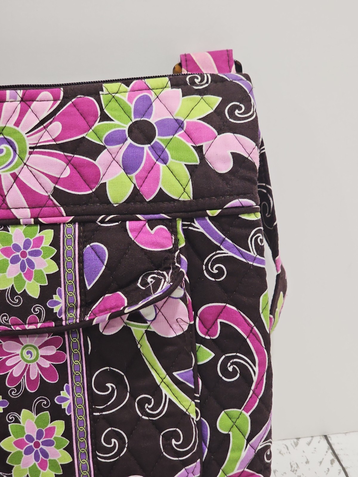 Vera Bradley Small Travel Purple Punch Brown Mini Hipster Crossbody With Wallet