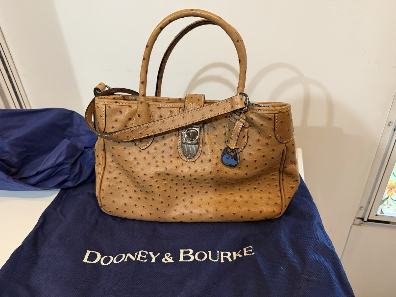 Dooney & Bourke ostrich pebble grain satchel with dust cover when not in use