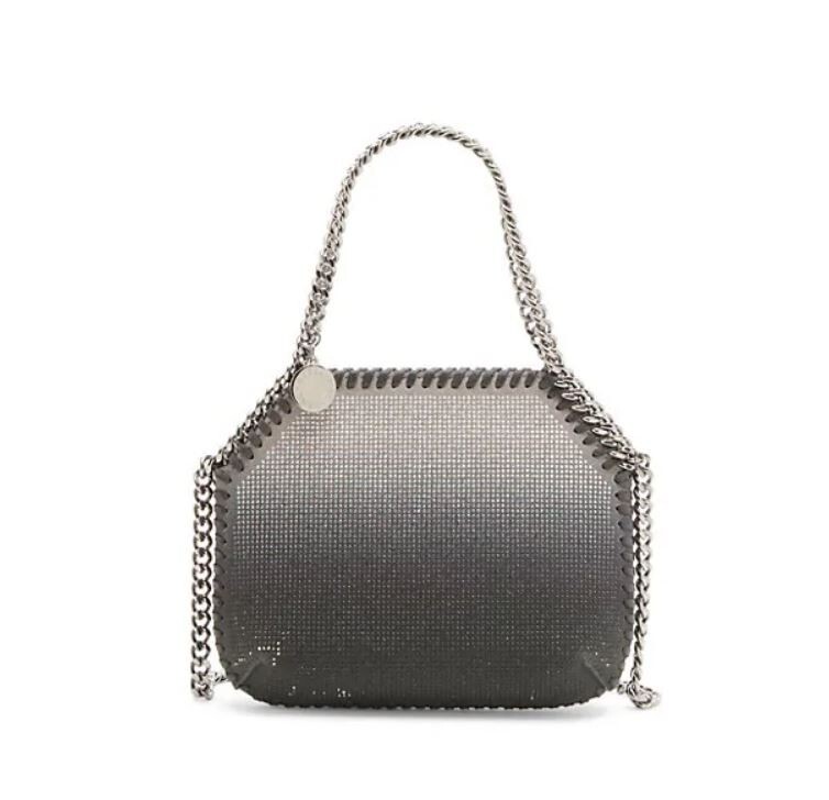 STELLA MCCARTNEY Falabella mini rhinestone shoulder bag in Ombre Gray