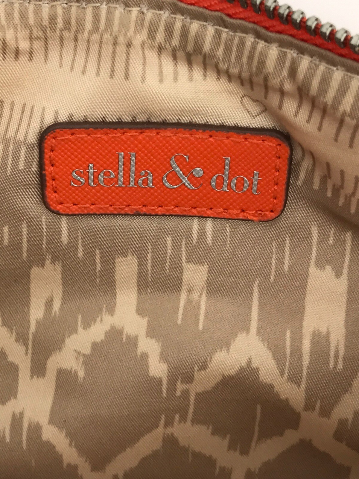 Stella & Dot Tan & Orange Perf Waverly Crossbody Bag Purse Zipper