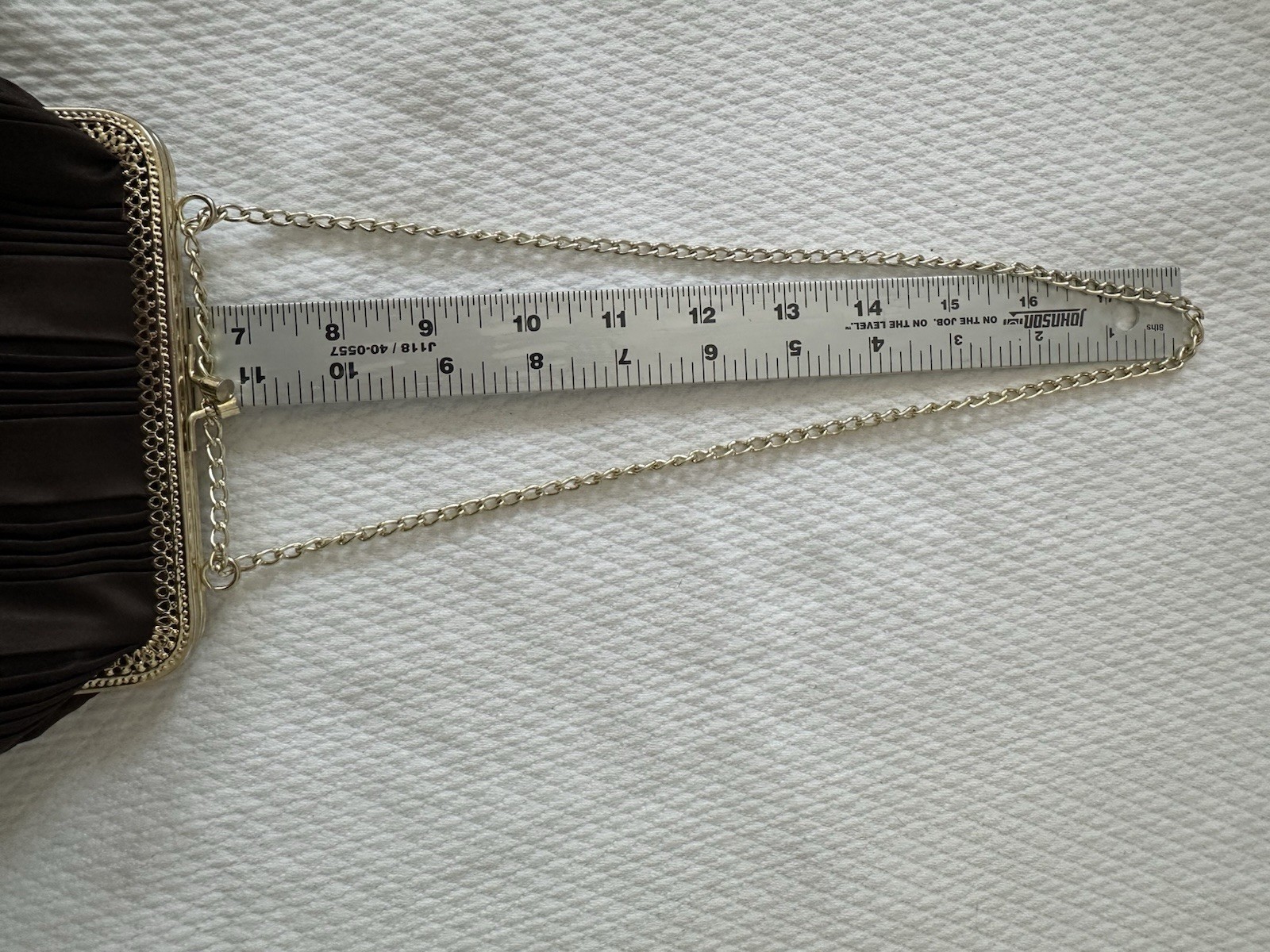 Vintage La Regale Clutch Brown Pleated Kisslock Evening Bag Gold Chain Strap