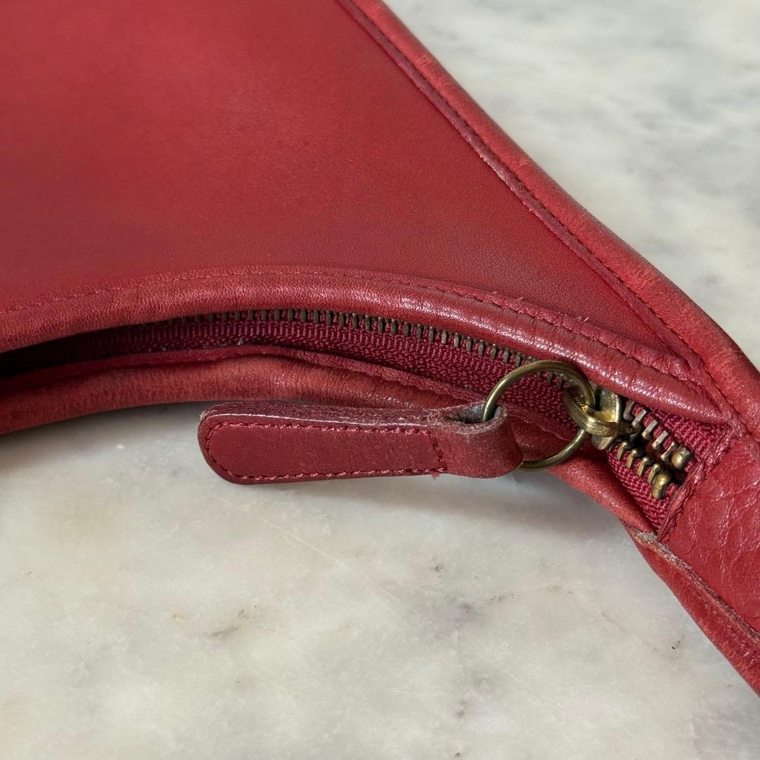 Coach 9025 Ergo Hobo Zip Shoulder Bag Red Vintage Old Coach Cowhide Women Used