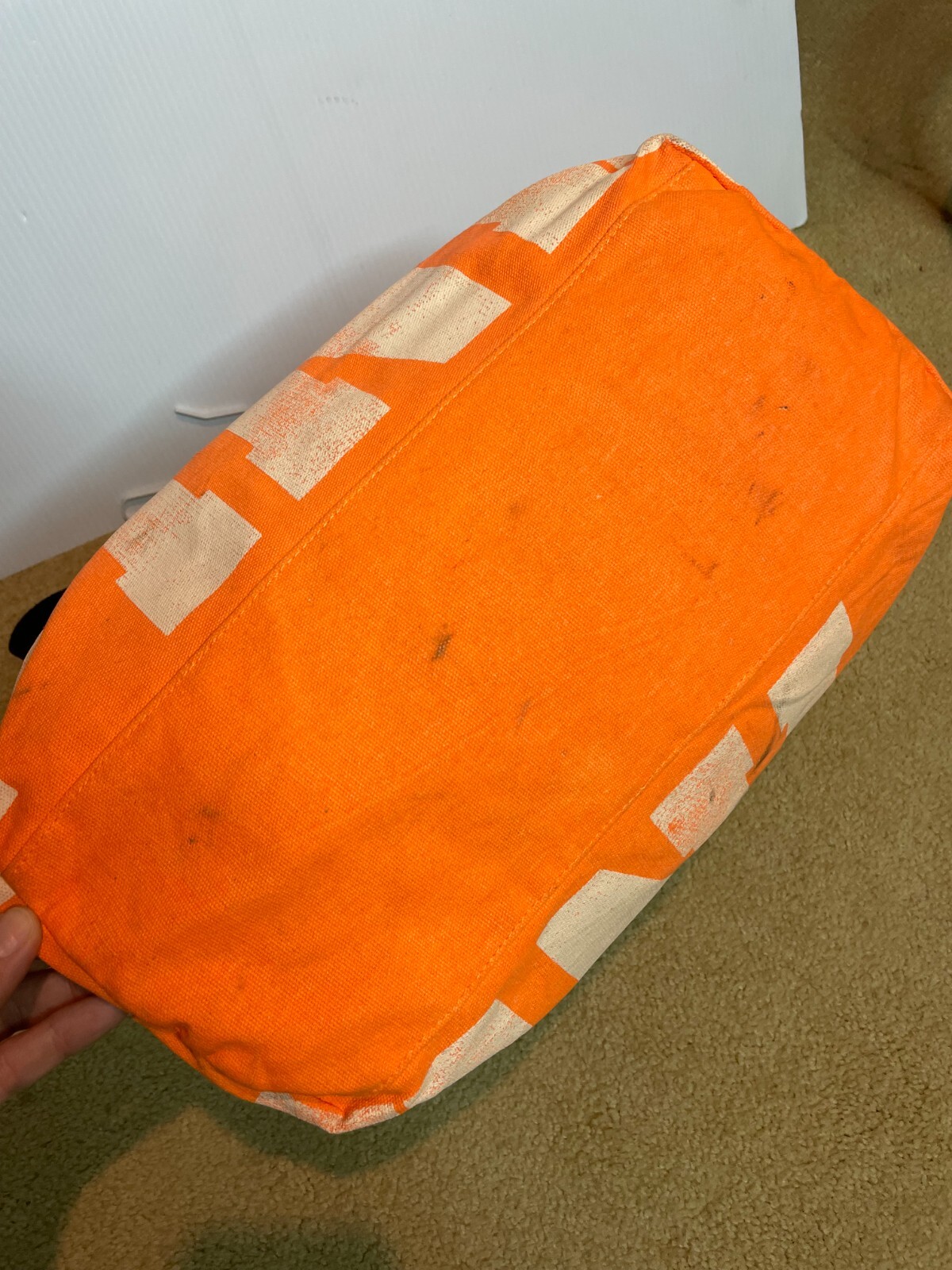 Pink by Victoria’s Secret THRASHED Neon Fluorescent Orange Zip Canvas Tote Bag