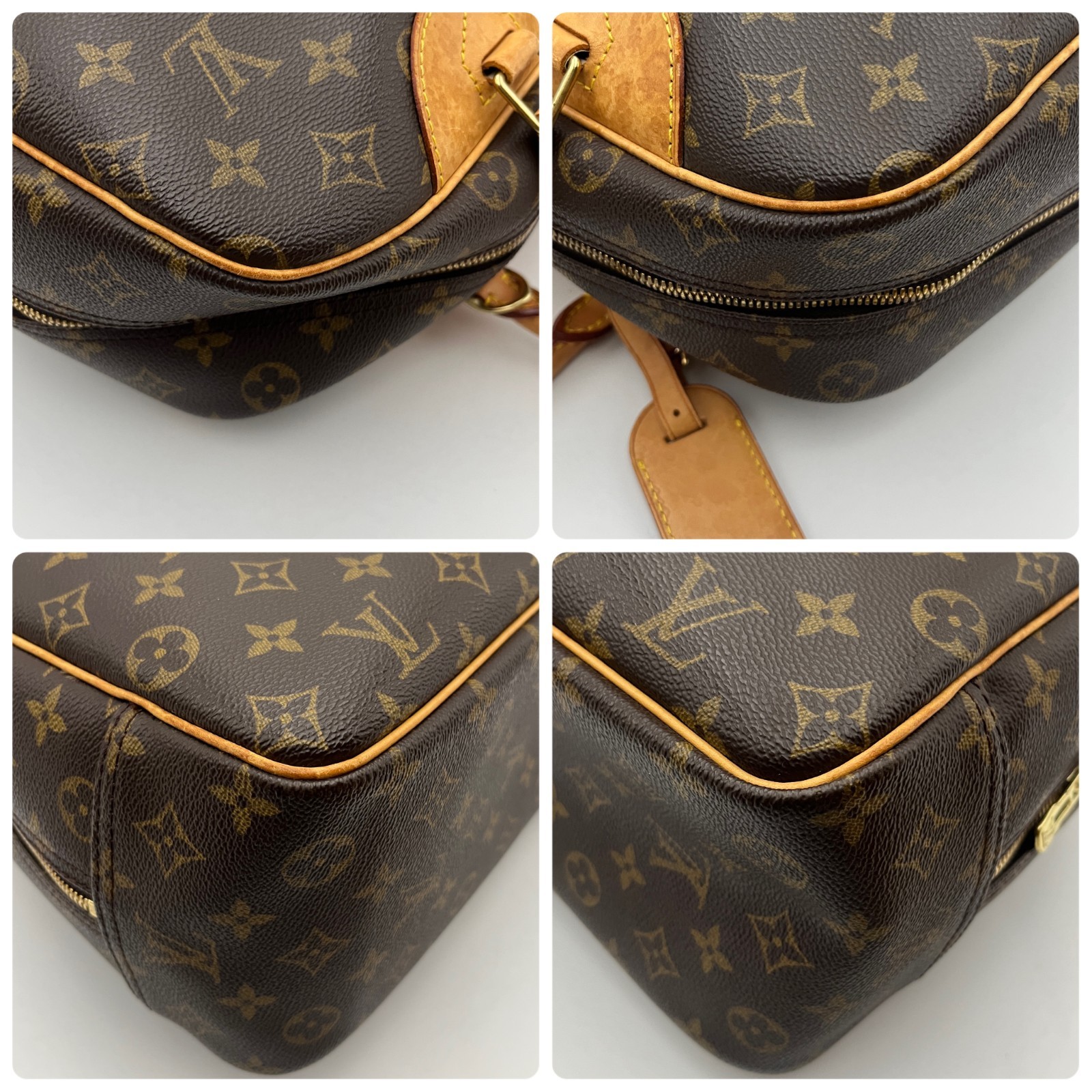 Louis Vuitton M47270 Monogram Deauville Brown Bag Used Authentic W/Key,Tag D246