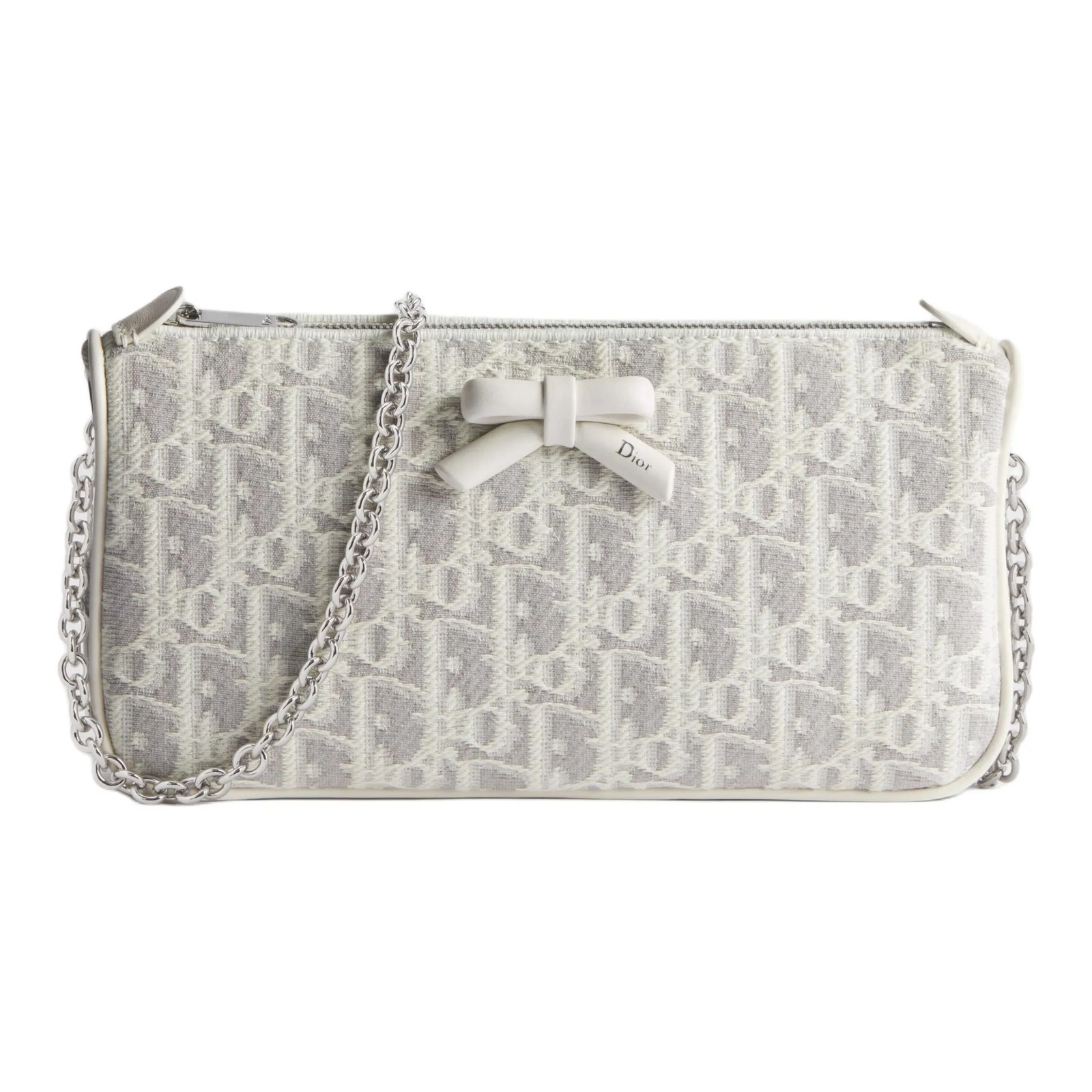 DIOR OBLIQUE Leather Shoulder Bag Women’s White 8.7*1.8*4.5 in