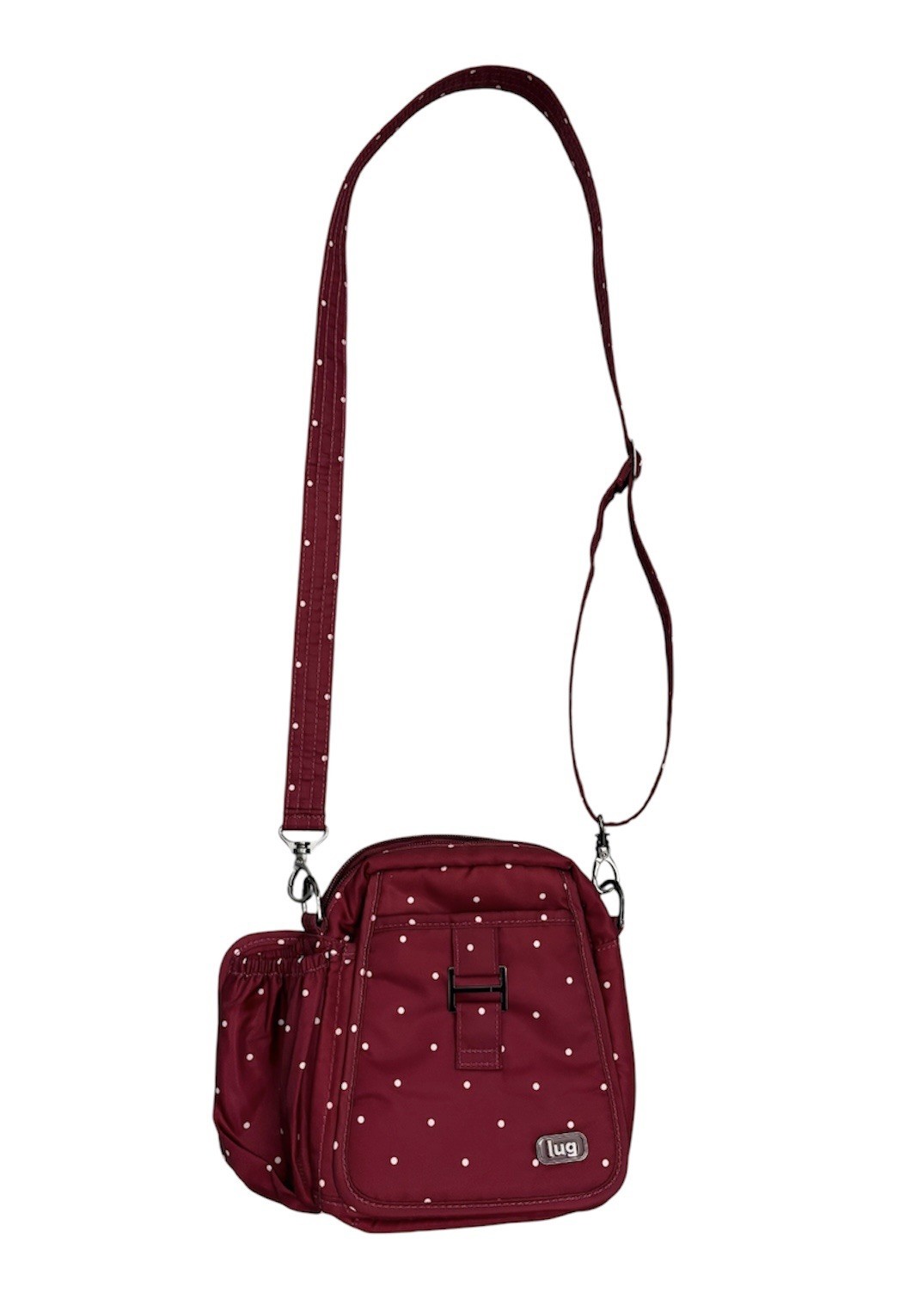 Lug Can Can Crossbody Purse Bag Polka-dot Wine Maroon