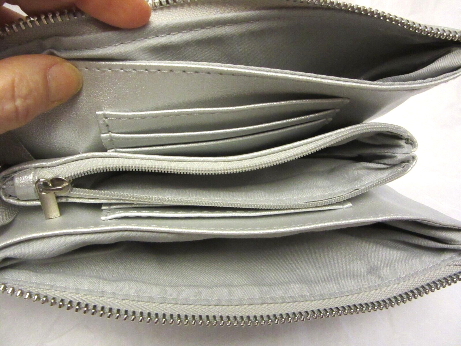 VTG Indigo Soul Purse Silver Clutch Crossbody 3 Pocket Credit Card Slots Unused