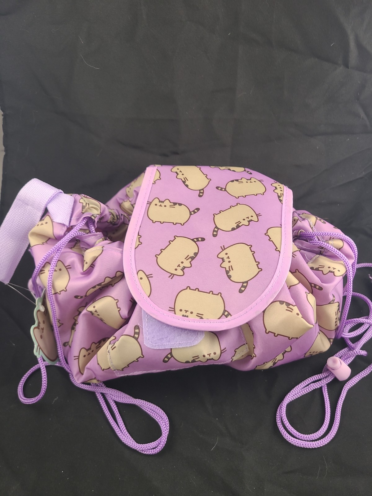 Pusheen Adjustable Nylon Drawstring Pouch with Flap Waterproof, New with Tags