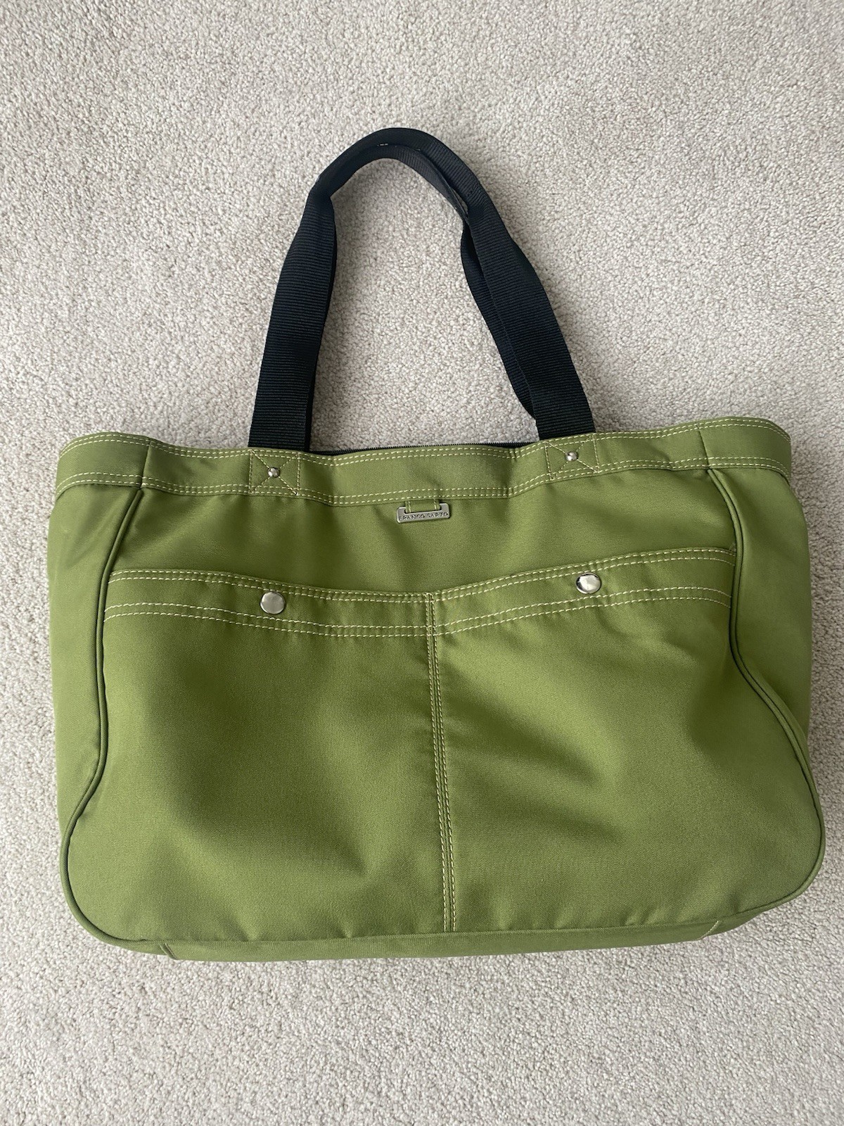 Franco Sarto Olive Green Nylon Tote Bag Large Travel Shoulder Purse