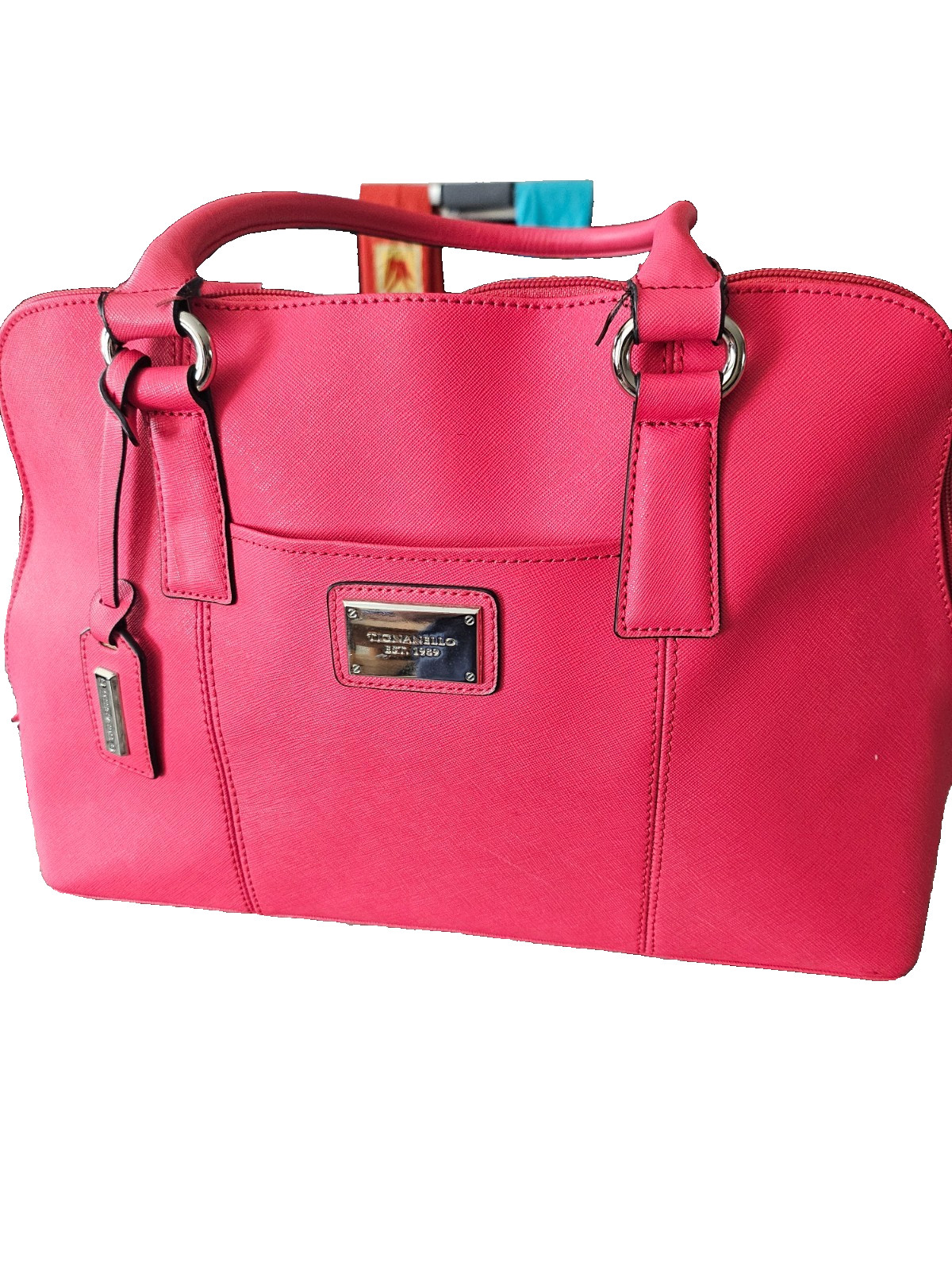 #82 Tignanello 100% Leather Handbag Purse Hot Pink Used Inside Tignanelo lining