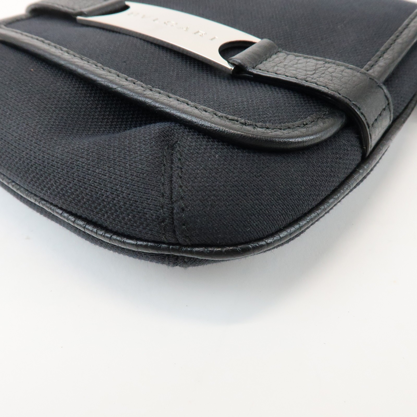 BVLGARI Canvas Leather Shoulder Bag Crossbody Bag Black Authentic Used F/S