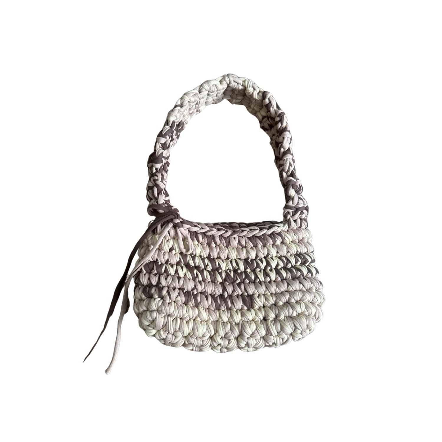 Artisan Handmade Egyptian Cotton Brown Ombré Crochet Shoulder Bag