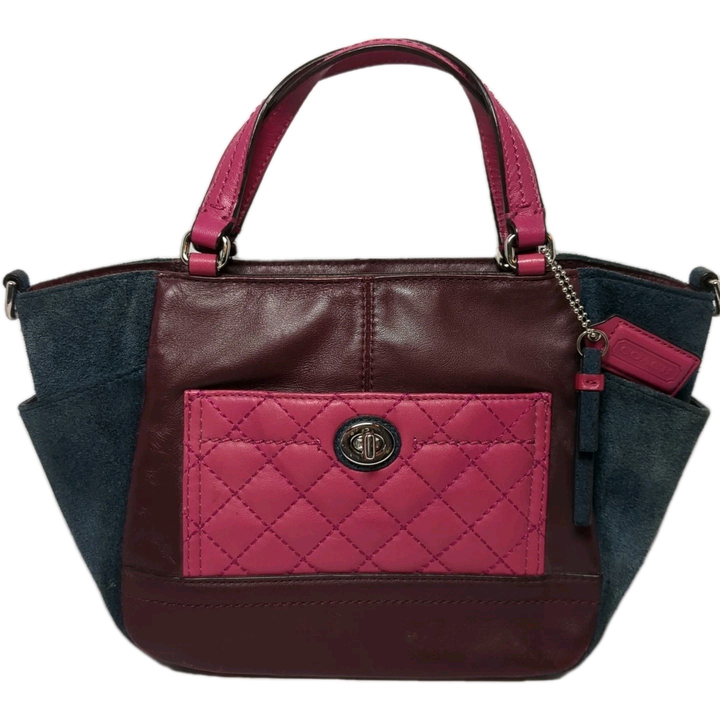 COACH PARK CARRIE QUILTED COLOR BLOCK SMALL HANDBAG TOTE F49865