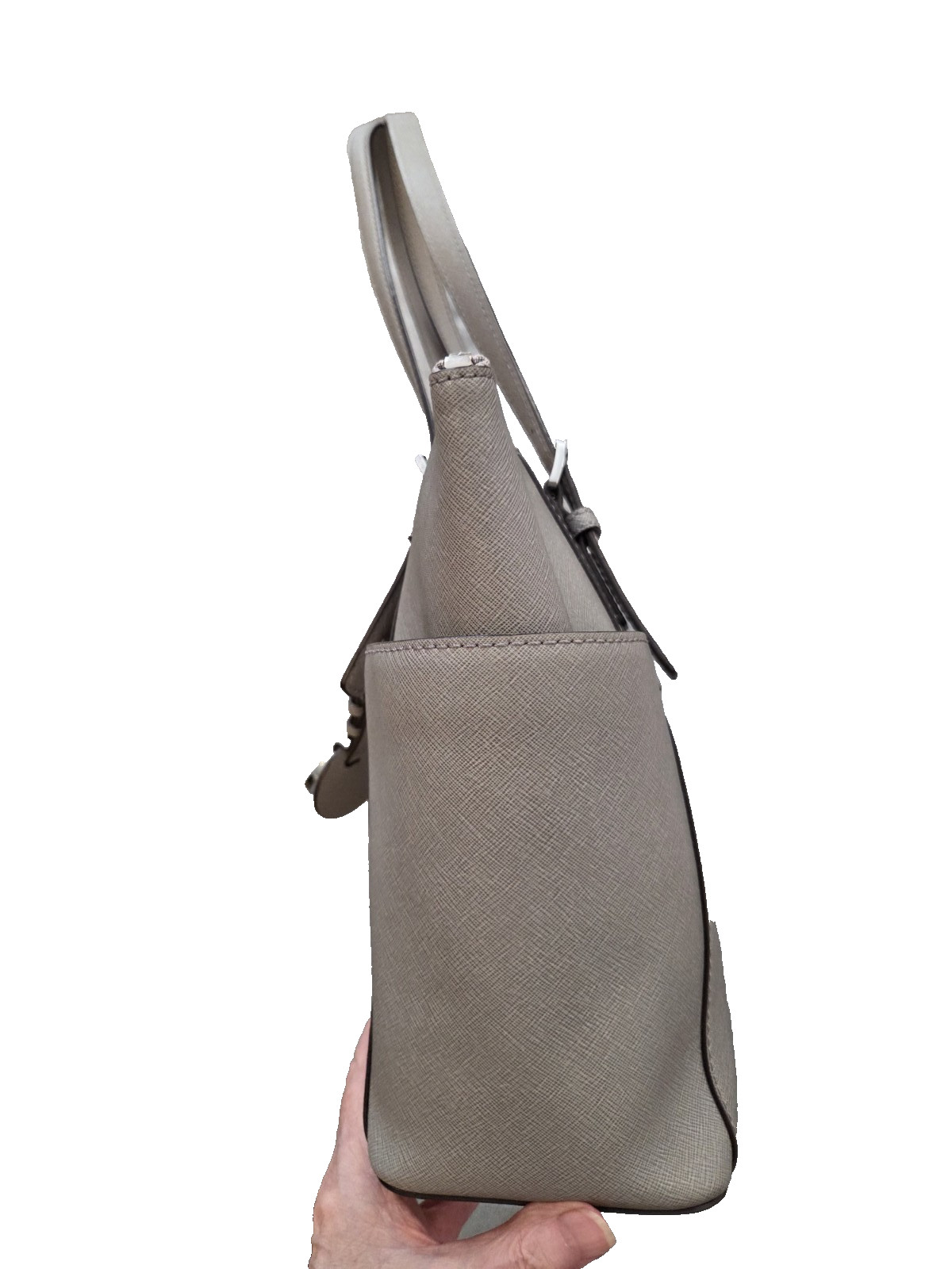 Michael Kors Jet Set medium saffiano leather shoulder bag 30F2GTTT8L Pearl Gray
