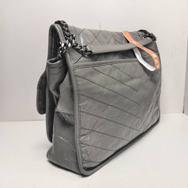 SAINT LAURENT Niki Large 32cm Grey Calfskin Shoulder Bag