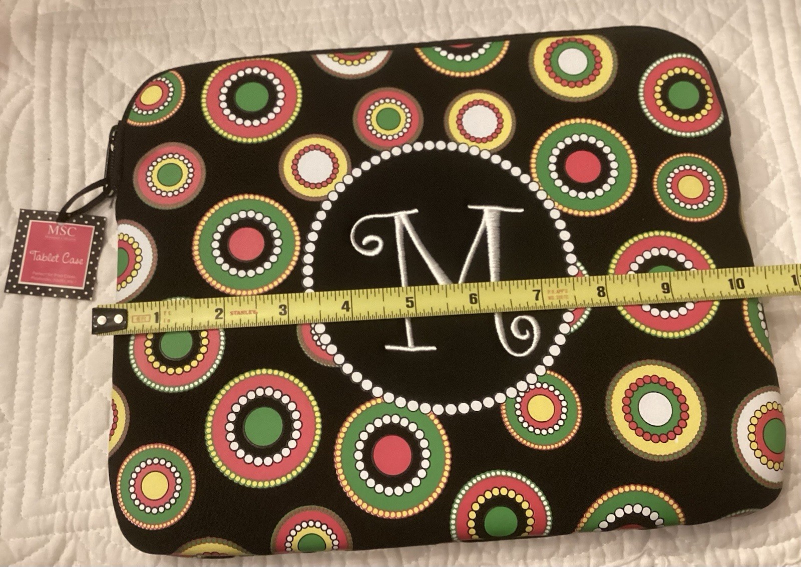 NWT MSC Mainstreet Collection Black Flower Dot Tablet Pouch – “M” Monogram