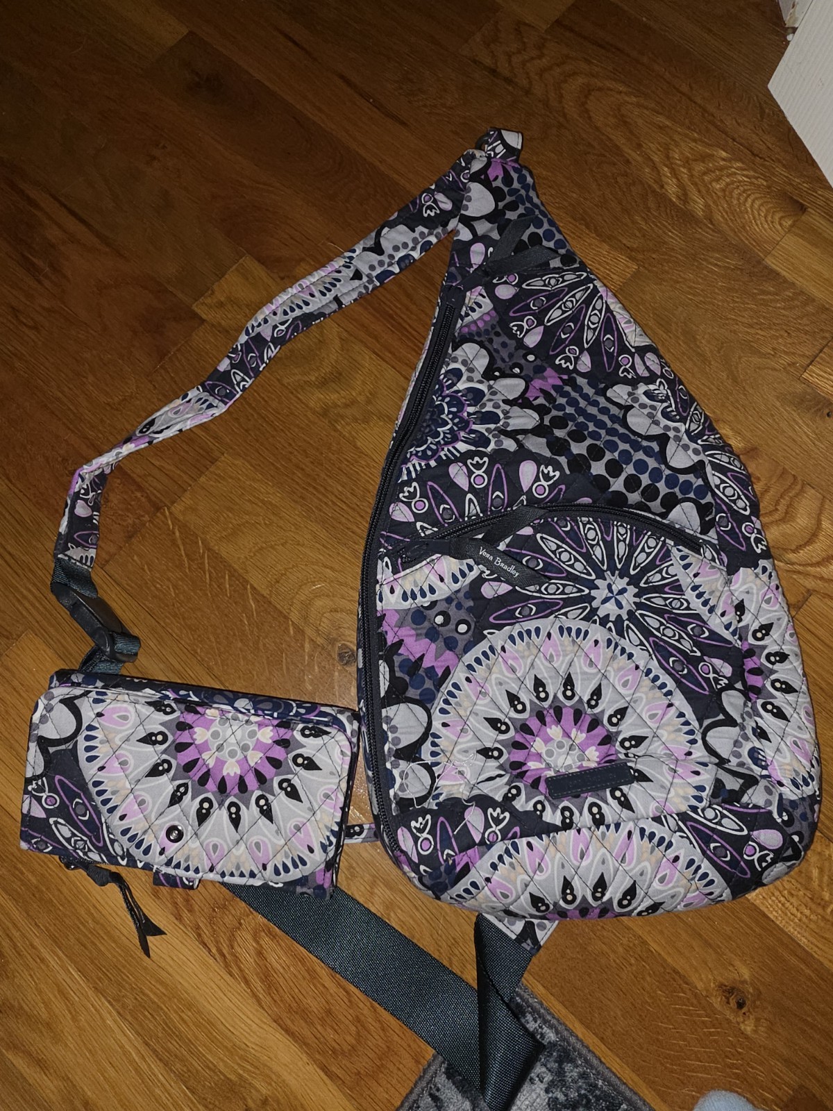 Vera Bradley Multicolor Floral Sling Crossbody Bag, Pouch, Zip, Matching Wallet