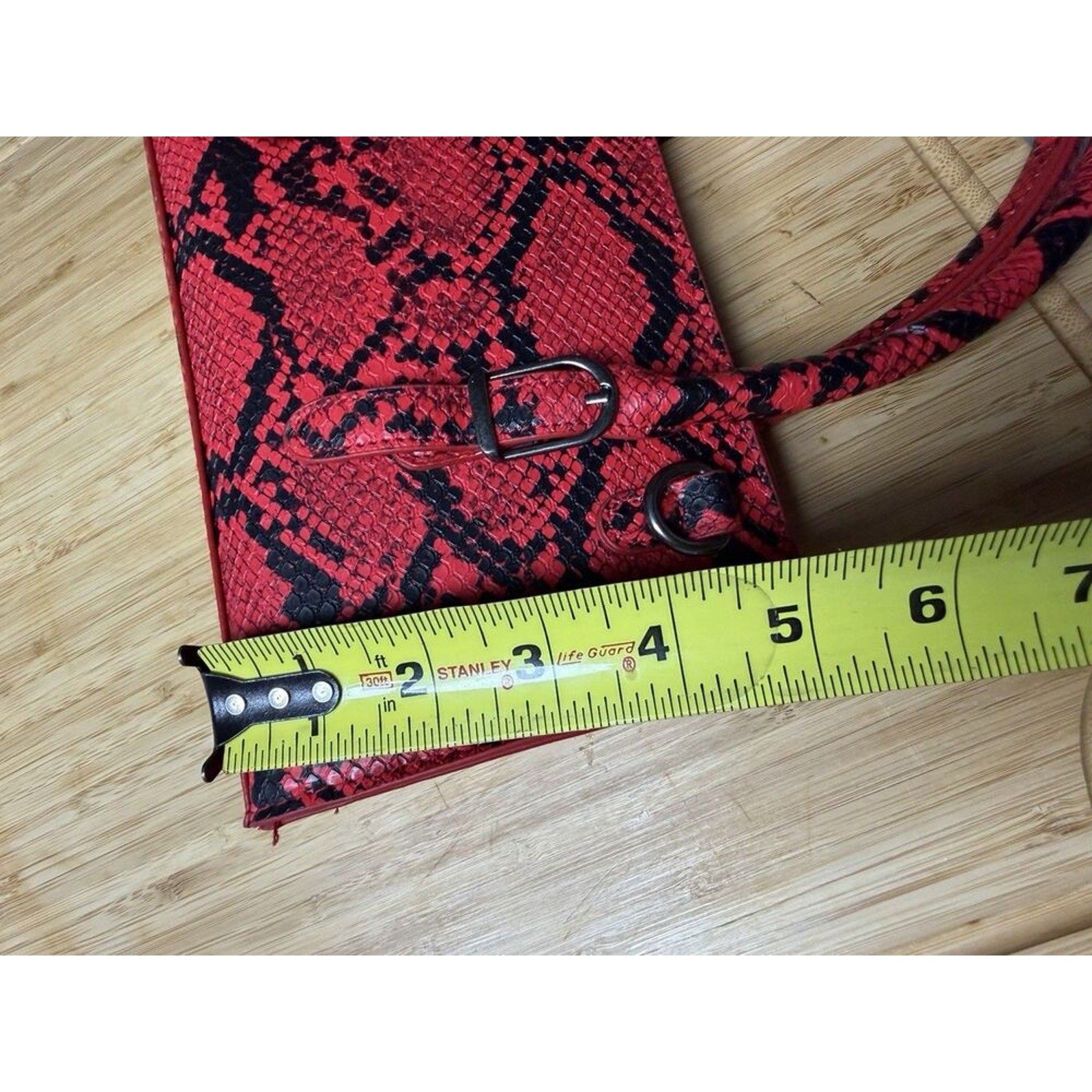 Ed Hardy Red Snake Print Satchel Shoulder Handbag Purse Charm Vegan Leather NWT