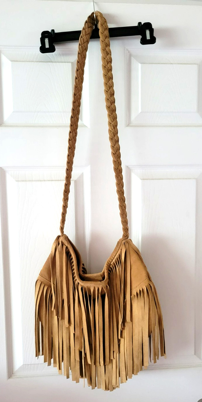 JJ Winters Vanessa CAMEL TAUPE SUEDE Fringe Crossbody BOHO WESTERN Texans Bag